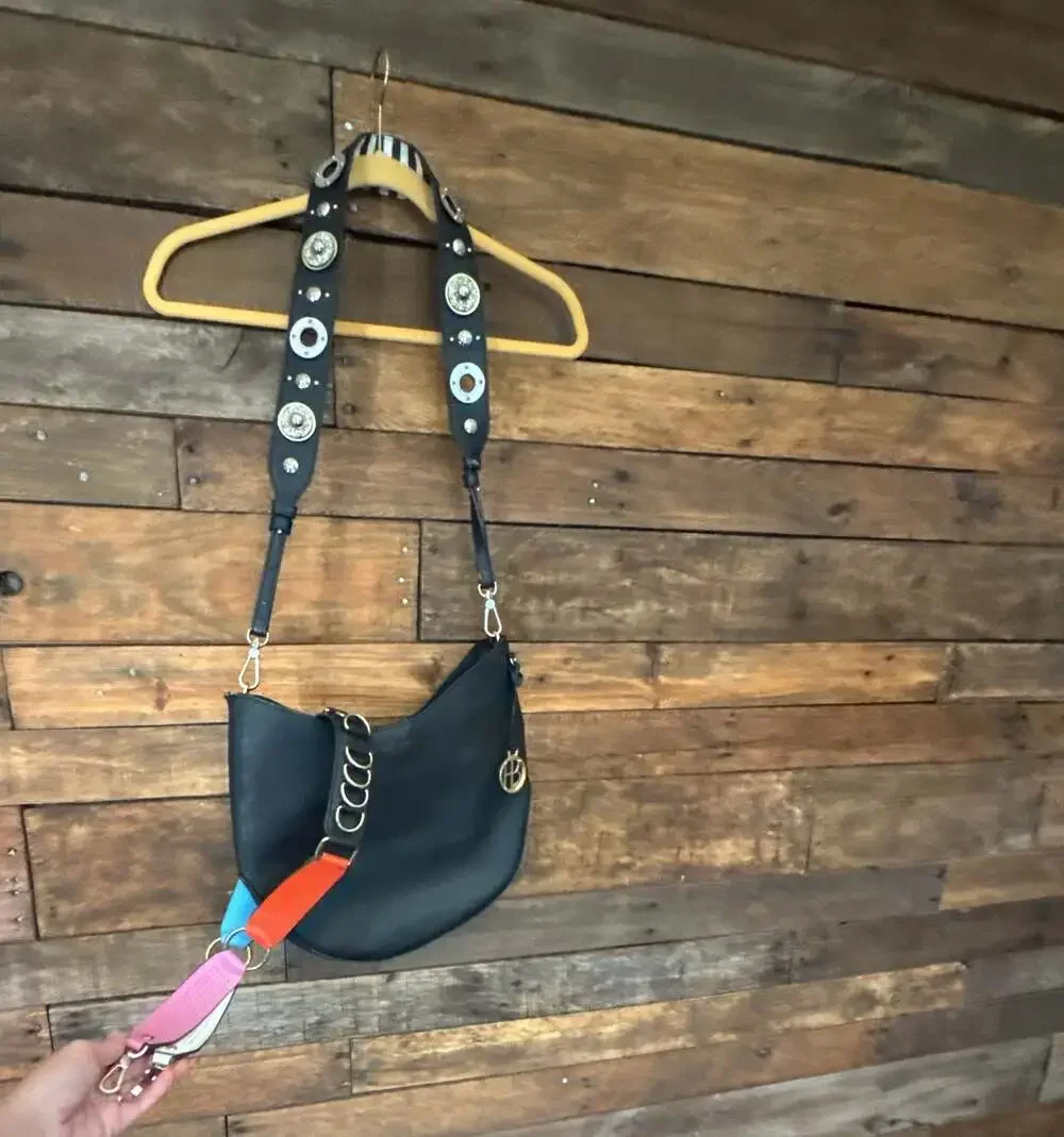 Henri Bendel Black Grommet Hobo Bag with interchangeable straps